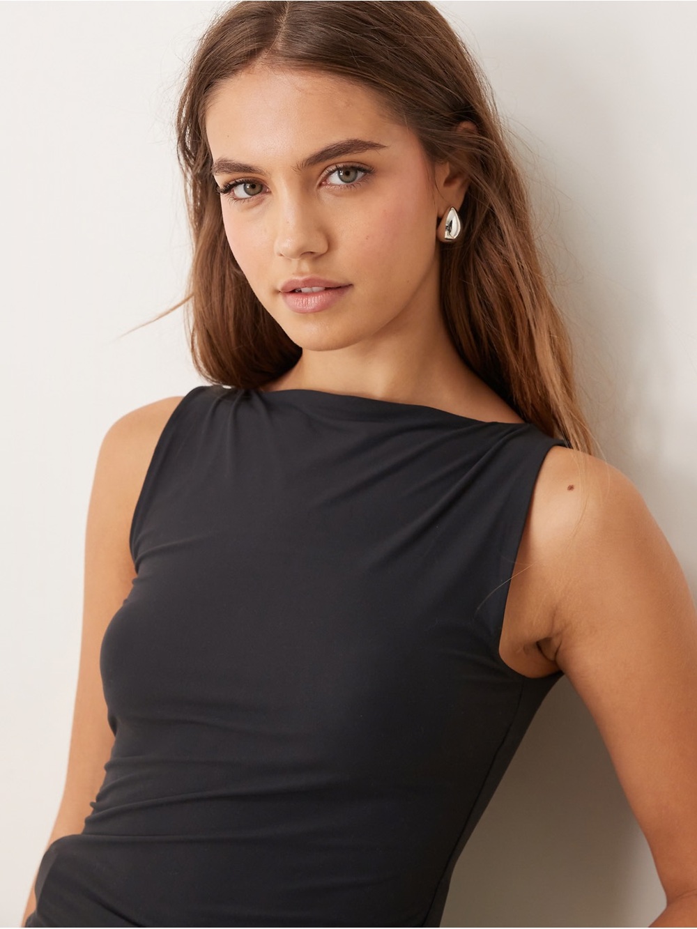 Abercrombie Black Boat Neck Tank Top Blouse XS NWOT